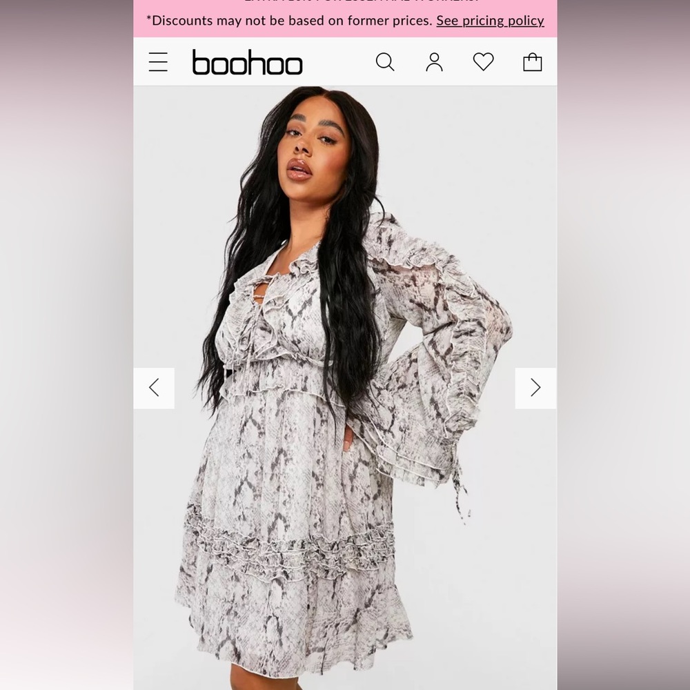 Snake print boohoo curve dress